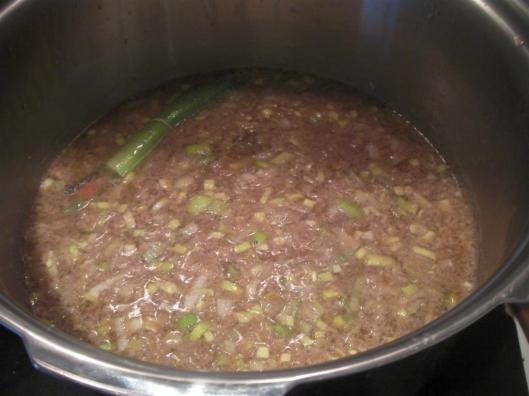 Mezcla claras y carne coagulando a 63ºC