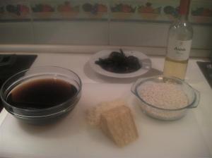 Ingredientes risotto de setas rehidratadas