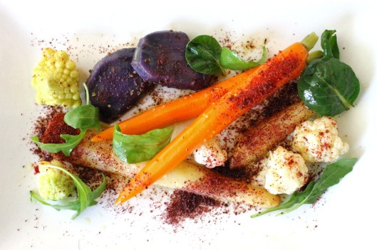 Ensalada de vegetales sous-vide, cenital