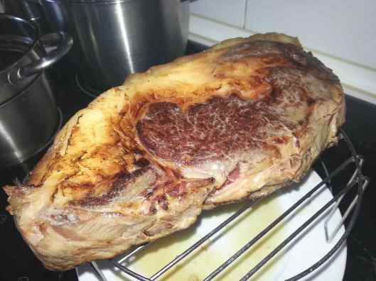 Chuletón después de pre-dorar