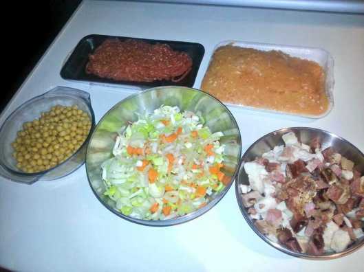 Ingredientes de la segunda cocción del caldo de cocido