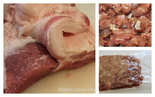 Troceando y pre-curando la carne