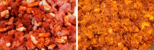 Farsa de chorizo fresco sin amasar y amasada