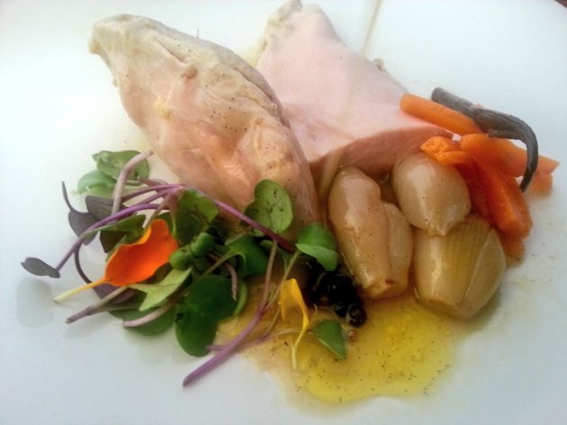 Escabeche de pintada a la vainilla