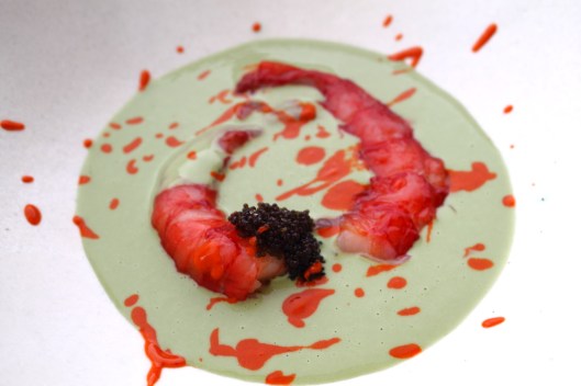 Ajoverde de plancton con carabineros